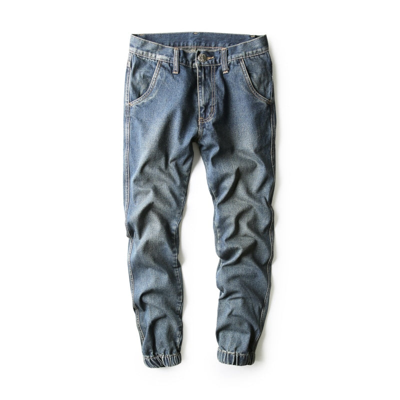 Japanese Style Fashion Men Jeans Retro Wash Denim Cargo Pants Men